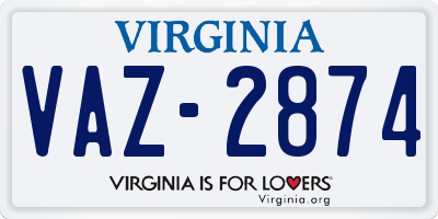 VA license plate VAZ2874