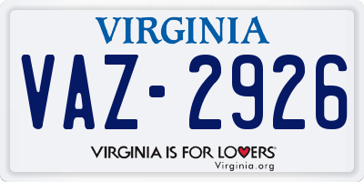 VA license plate VAZ2926