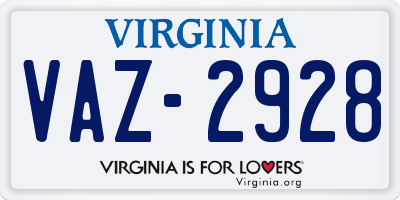 VA license plate VAZ2928