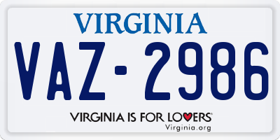 VA license plate VAZ2986