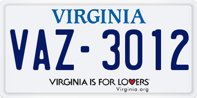 VA license plate VAZ3012