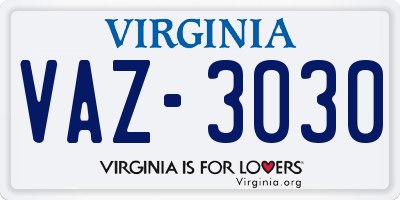 VA license plate VAZ3030