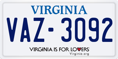 VA license plate VAZ3092