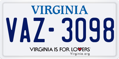 VA license plate VAZ3098