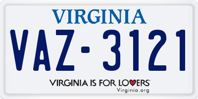 VA license plate VAZ3121