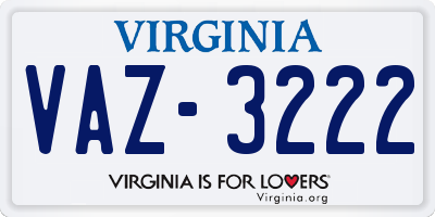 VA license plate VAZ3222