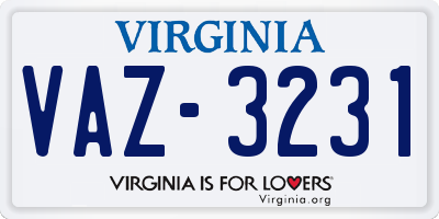 VA license plate VAZ3231