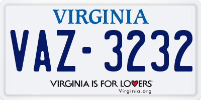 VA license plate VAZ3232