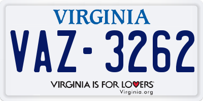 VA license plate VAZ3262