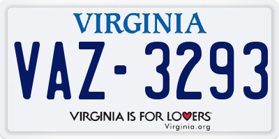 VA license plate VAZ3293