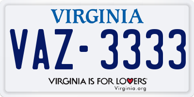 VA license plate VAZ3333