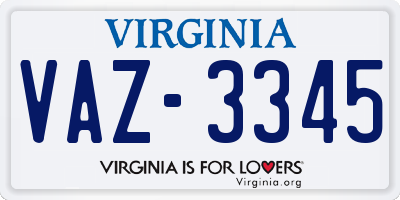 VA license plate VAZ3345