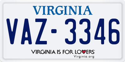 VA license plate VAZ3346