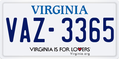 VA license plate VAZ3365