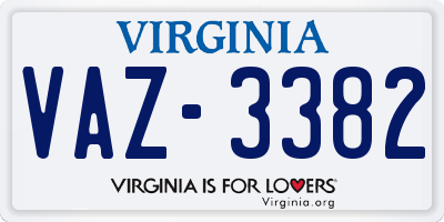 VA license plate VAZ3382
