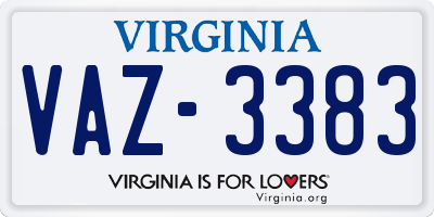 VA license plate VAZ3383