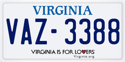 VA license plate VAZ3388