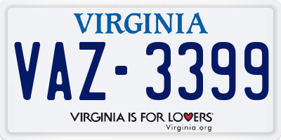 VA license plate VAZ3399