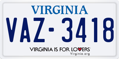 VA license plate VAZ3418