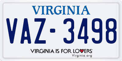 VA license plate VAZ3498