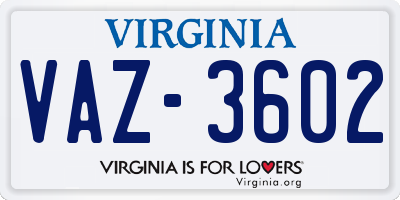 VA license plate VAZ3602