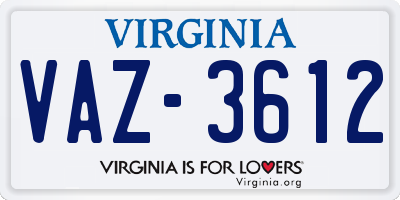 VA license plate VAZ3612