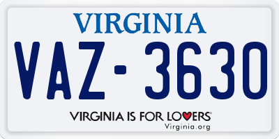 VA license plate VAZ3630