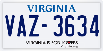 VA license plate VAZ3634