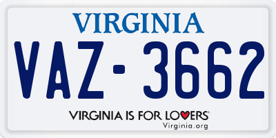 VA license plate VAZ3662