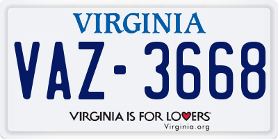VA license plate VAZ3668