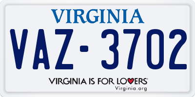 VA license plate VAZ3702