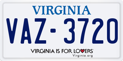 VA license plate VAZ3720