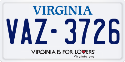 VA license plate VAZ3726