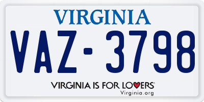 VA license plate VAZ3798