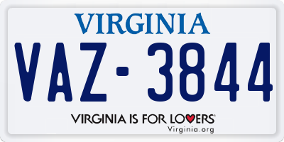 VA license plate VAZ3844