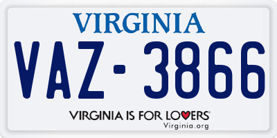 VA license plate VAZ3866