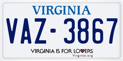 VA license plate VAZ3867