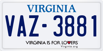 VA license plate VAZ3881