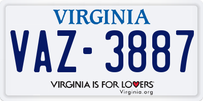 VA license plate VAZ3887