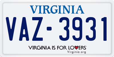 VA license plate VAZ3931
