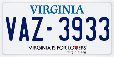 VA license plate VAZ3933