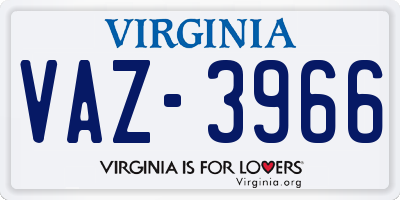 VA license plate VAZ3966