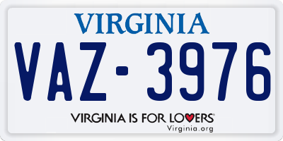 VA license plate VAZ3976