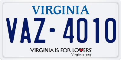VA license plate VAZ4010