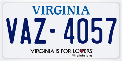 VA license plate VAZ4057