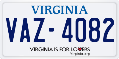 VA license plate VAZ4082
