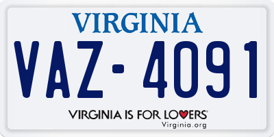 VA license plate VAZ4091
