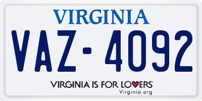 VA license plate VAZ4092