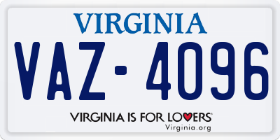 VA license plate VAZ4096