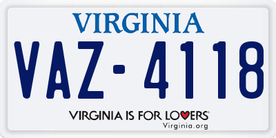 VA license plate VAZ4118